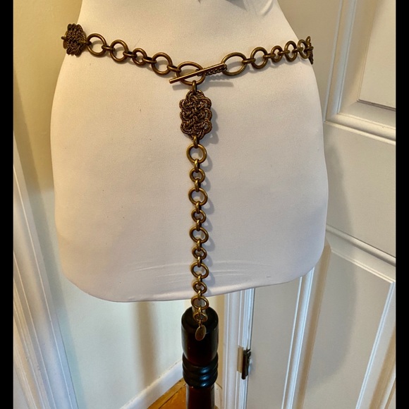 Liz Claiborne metal chain toggle belt plait knot - Picture 4 of 14